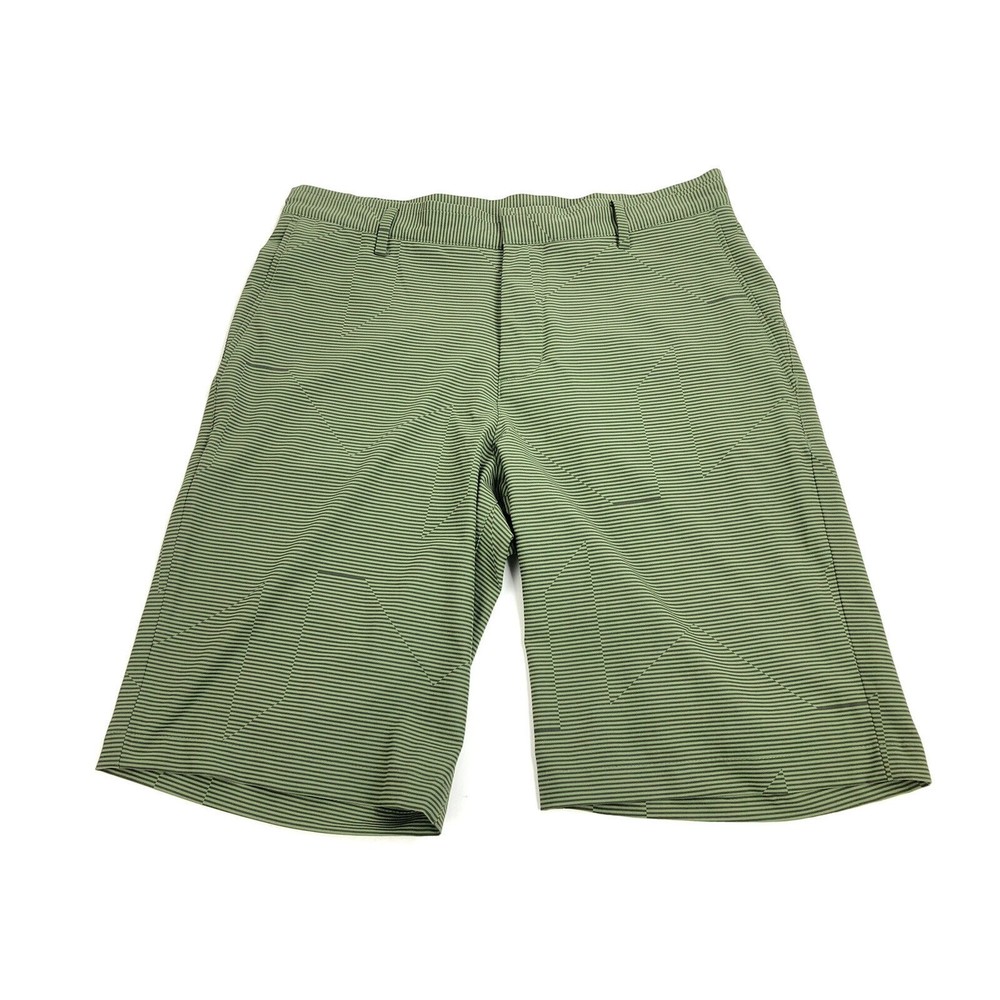 Nike Shorts Mens Sz 30 Golf Dri-Fit green gray striped Stretch 10